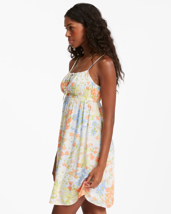 Billabong Feelin Blue Mini Slip Šaty White/Multi | DOSZTK-520
