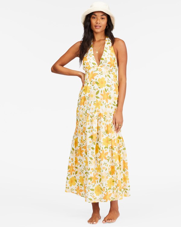 Billabong Feelin Retro Halter Maxi Šaty Salt Crystal | YELPQI-791