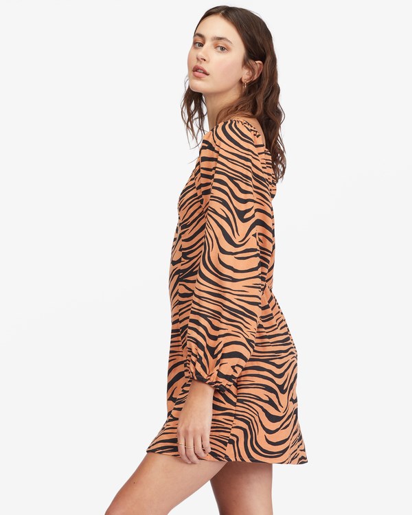 Billabong Feeling Flirty Long Sleeve Mini Šaty Desert Clay | VAFIKG-910