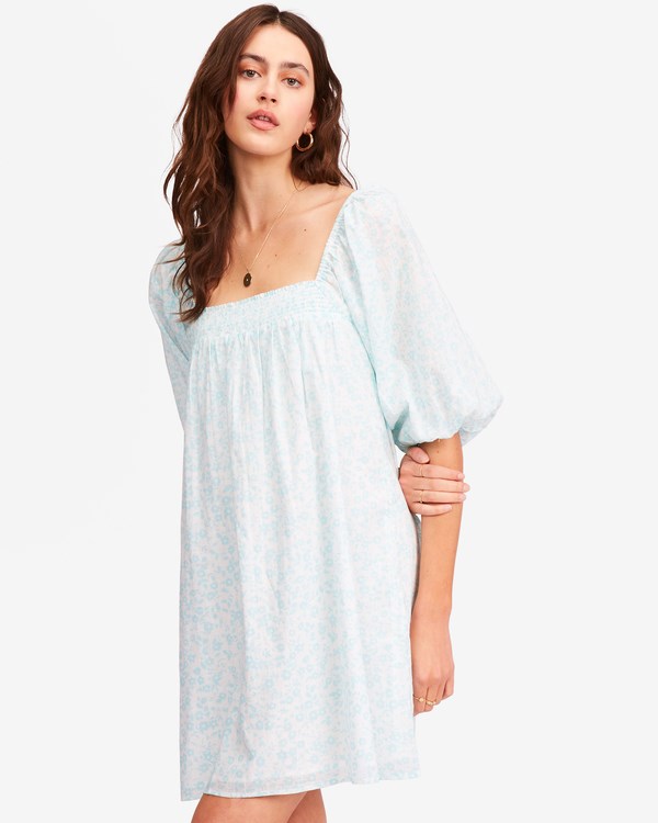Billabong Floral Fields Babydoll Šaty Rain Drop | DNPUZA-360