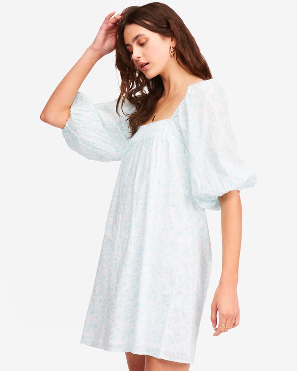Billabong Floral Fields Babydoll Šaty Rain Drop | DNPUZA-360