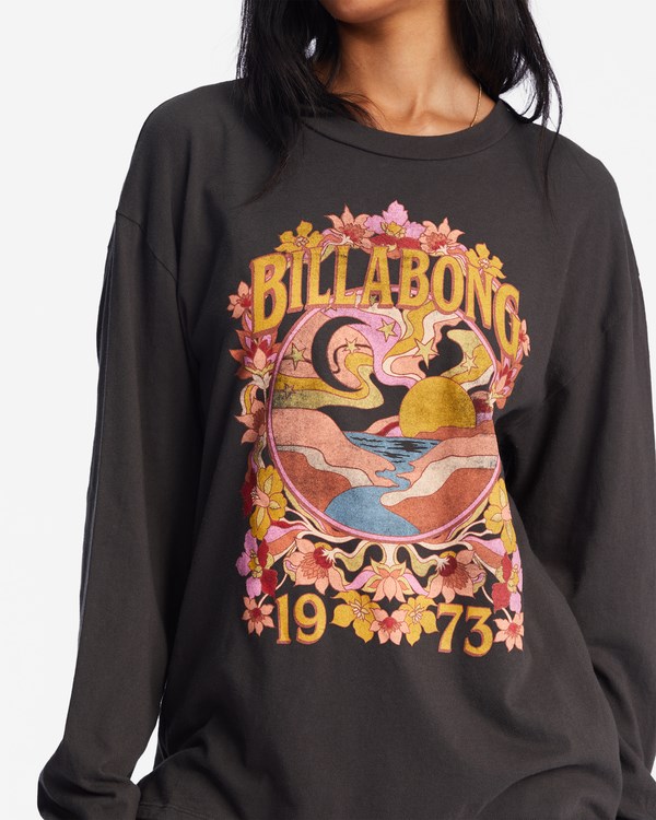 Billabong Flower Child Long Sleeve Grafická Boyfriend T-Shirt Černé | TKXHFC-807