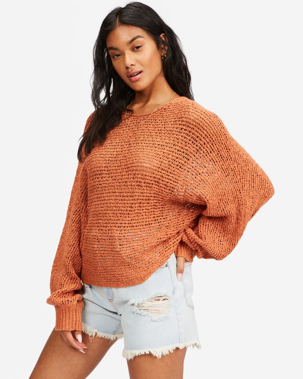 Billabong Forever Golden V-Neck Pullover Svetrové Toffee | DYJMKE-241