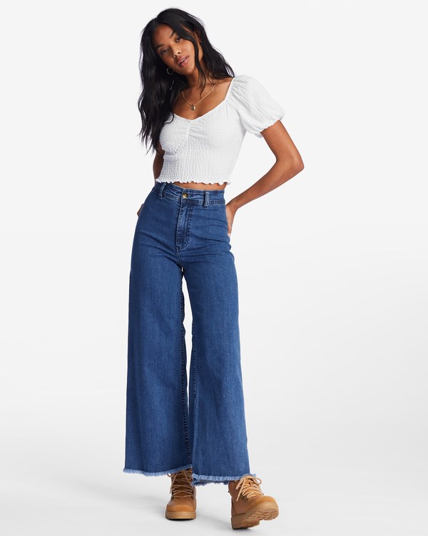 Billabong Free Fall Indigo Široké-Leg Jeans Tmavě | QEHILR-983