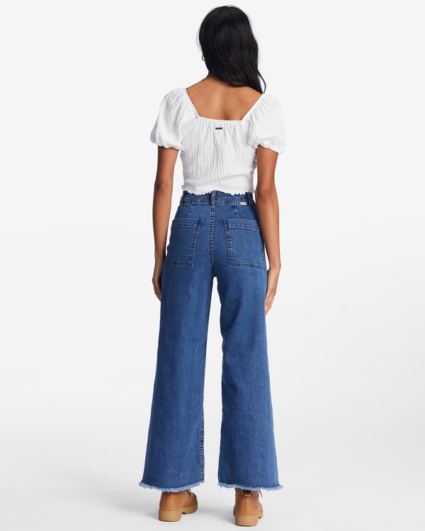 Billabong Free Fall Indigo Široké-Leg Jeans Tmavě | QEHILR-983