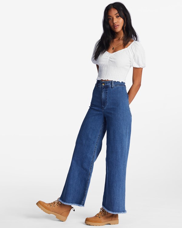 Billabong Free Fall Indigo Široké-Leg Jeans Tmavě | QEHILR-983