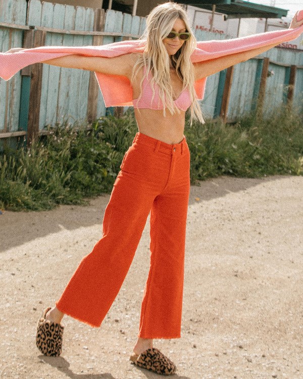 Billabong Free Fall Široké-Leg Pants Červené | AKVYUZ-347