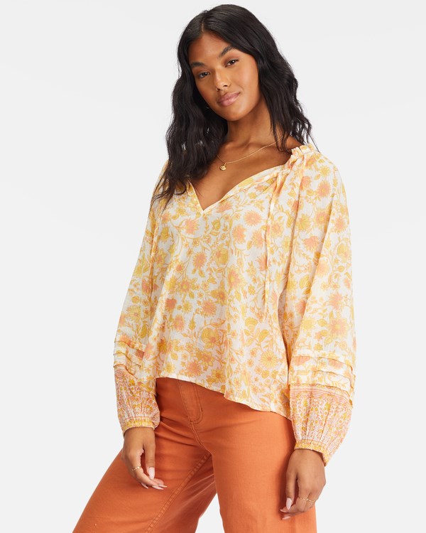 Billabong Free Heart Long Sleeve Blouse Salt Crystal 2 | UZQBLK-174