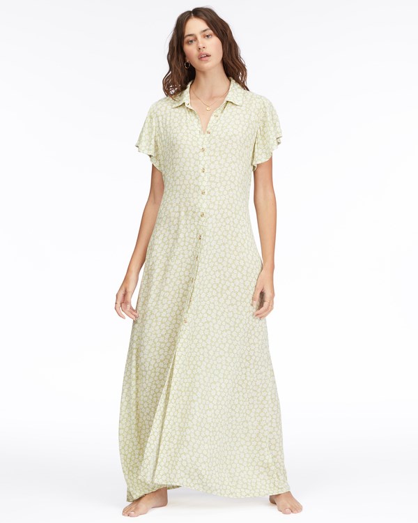 Billabong Garden Party Maxi Shirt Šaty Agave | EXZBKV-519