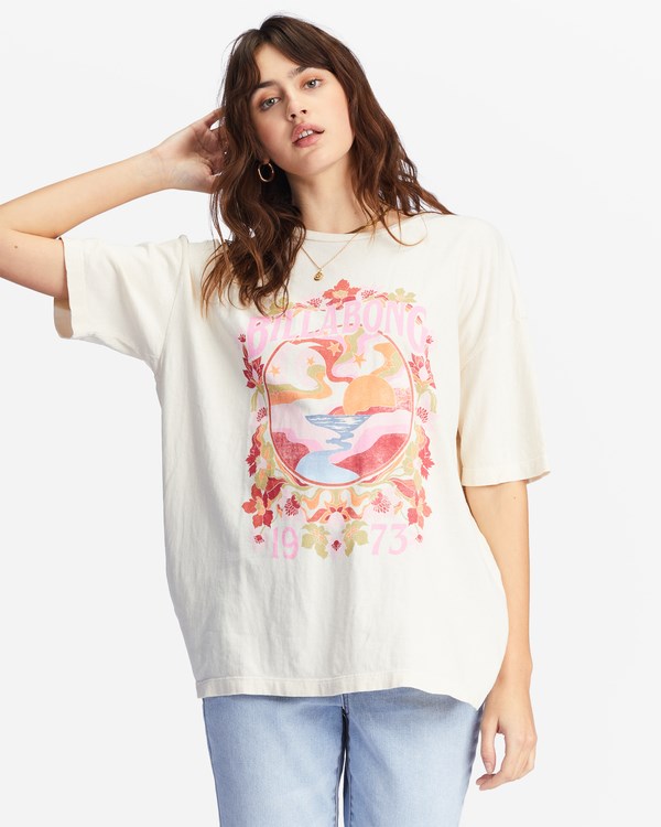 Billabong Golden Coast Oversized Grafická Boyfriend T-Shirt Bílé | URQCJL-231
