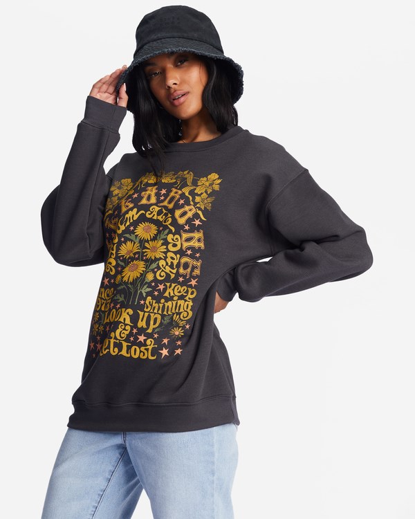 Billabong Golden Wonder Oversized Grafická Crewneck Sweatshirt Černé | TYUBSJ-341
