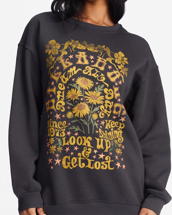 Billabong Golden Wonder Oversized Grafická Crewneck Sweatshirt Černé | TYUBSJ-341