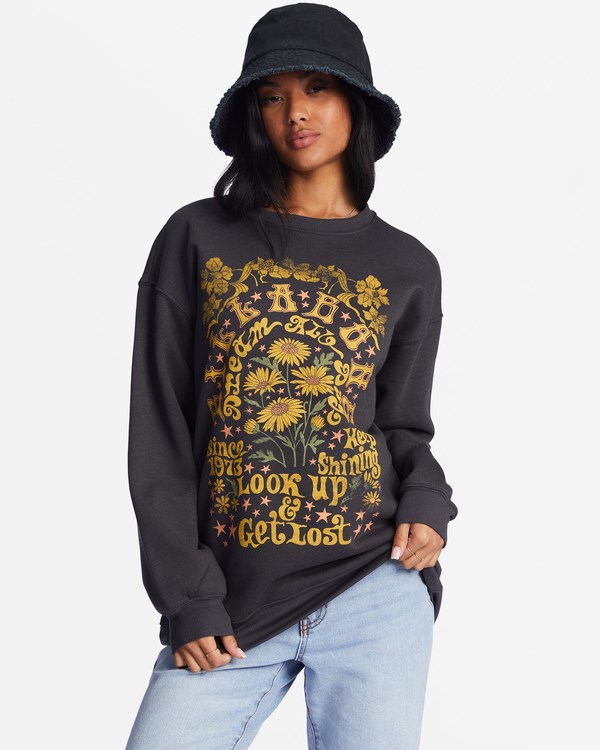 Billabong Golden Wonder Oversized Grafická Crewneck Sweatshirt Černé | TYUBSJ-341