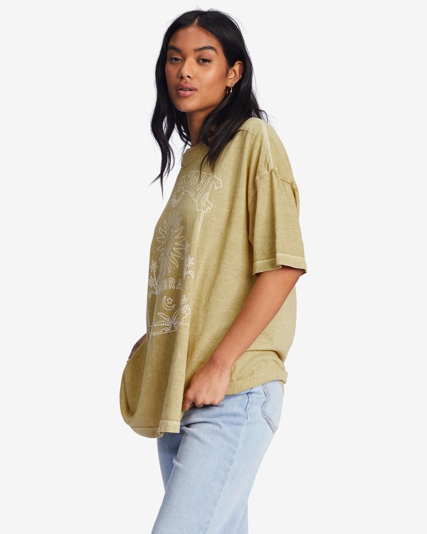 Billabong Good Vibes Oversized Grafická Boyfriend T-Shirt Faded Cactus | PZDQFB-579