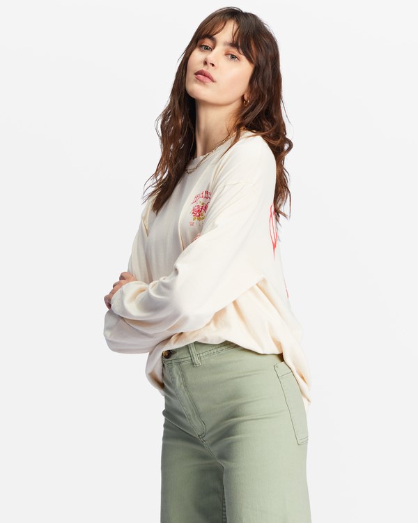 Billabong Handle With Care Long Sleeve Grafická Boyfriend T-Shirt Bílé | LDICVR-089