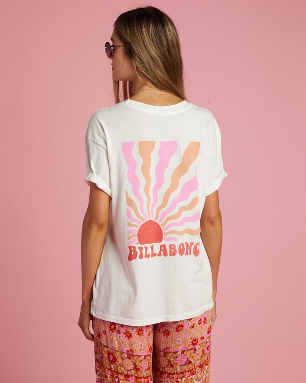 Billabong Happy To Be Here Grafická Boyfriend T-Shirt Salt Crystal | OFSPUV-124