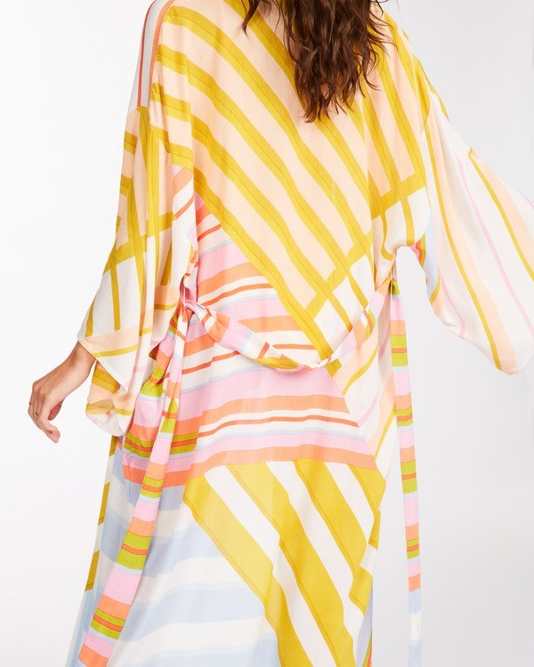 Billabong Head Over Heels Kimono Beach Cover-Up White/Multi | TOQZAE-419