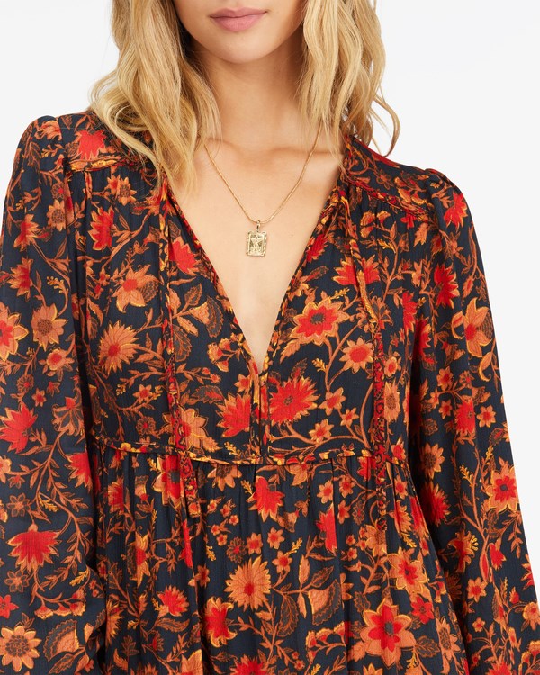 Billabong Hearts Desire Long Sleeve Mini Šaty Černé | TBOQIE-032