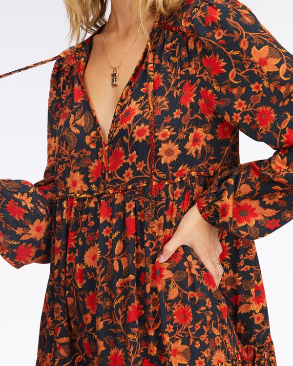 Billabong Hearts Desire Long Sleeve Mini Šaty Černé | TBOQIE-032