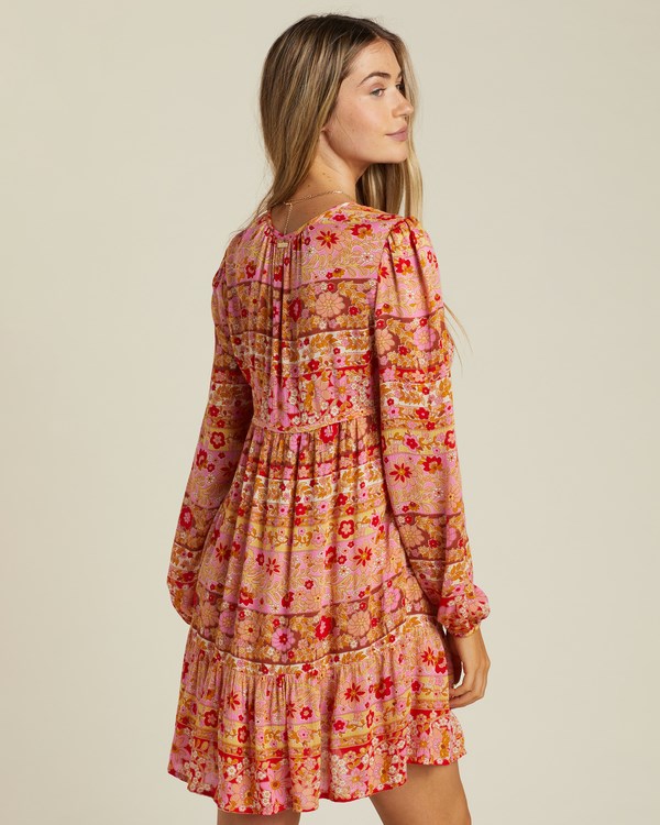 Billabong Hearts Desire Long Sleeve Mini Šaty Růžové | YIMCOT-461