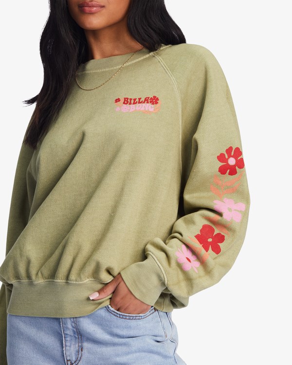 Billabong Here We Go Grafická Crewneck Sweatshirt Avocado | QMZJVI-023