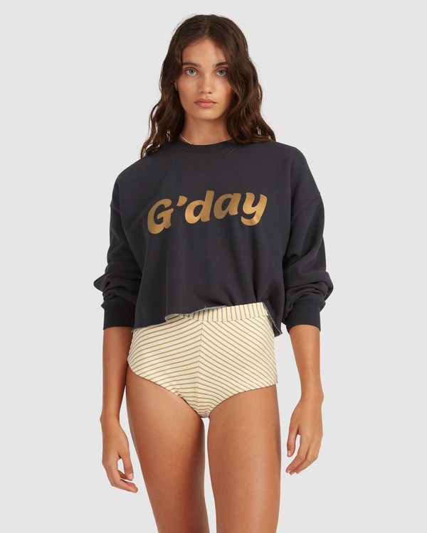 Billabong Hey Gday Cropped Crewneck Sweatshirt Černé | XPRQKH-065