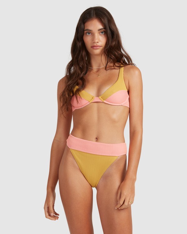 Billabong Hi Life Paneled Bra Bikiny Top Sunburst | YICVAH-973
