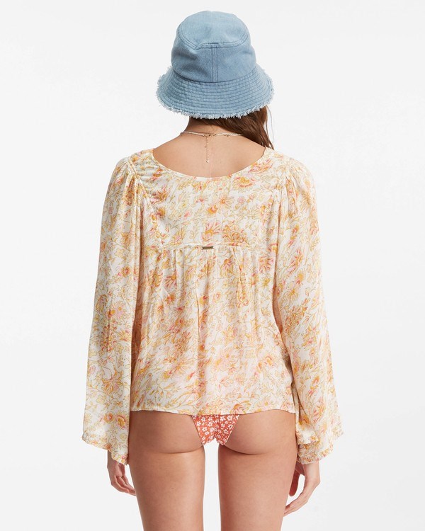Billabong Hippie Days Bell Sleeve Top White/Multi | HTMJKI-347