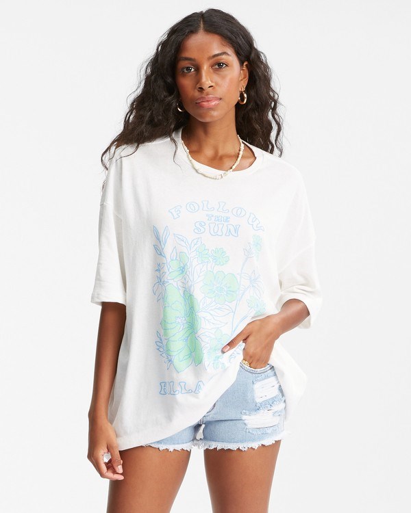 Billabong In The Garden Boyfriend T-Shirt Salt Crystal | JUQBCP-370
