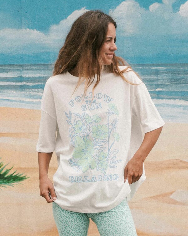 Billabong In The Garden Boyfriend T-Shirt Salt Crystal | JUQBCP-370