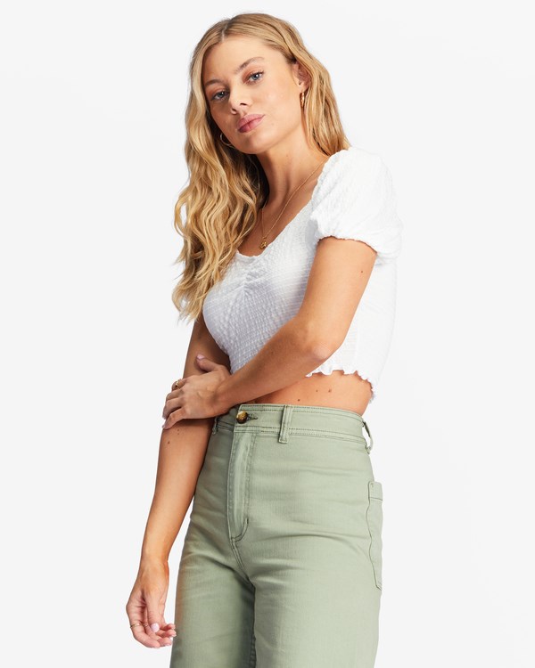 Billabong It's Love Fitted Knit Top Salt Crystal | QMTEXB-132