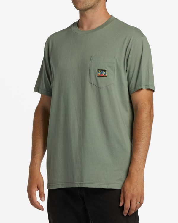 Billabong Labels Pocket T-Shirt Sage | XIWDMP-257