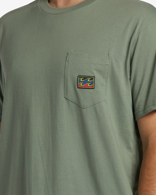 Billabong Labels Pocket T-Shirt Sage | XIWDMP-257