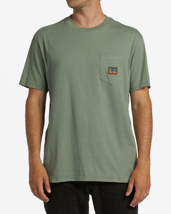 Billabong Labels Pocket T-Shirt Sage | XIWDMP-257