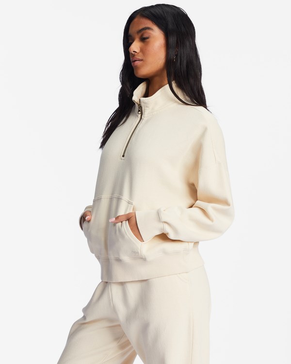 Billabong Lazy Mornings Half-Zip Pullover Sweatshirt Bílé | YSCAGB-470