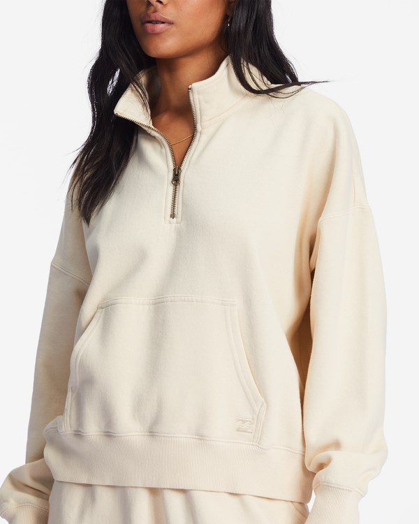 Billabong Lazy Mornings Half-Zip Pullover Sweatshirt Bílé | YSCAGB-470