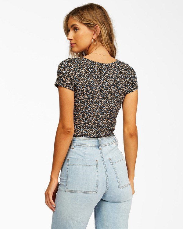 Billabong Little Buttons Henley Top Černé | GBWNKC-954