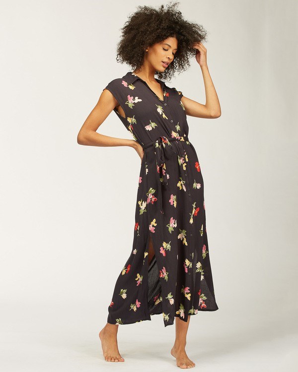 Billabong Little Flirt Maxi Šaty Černé | IKPRXO-215