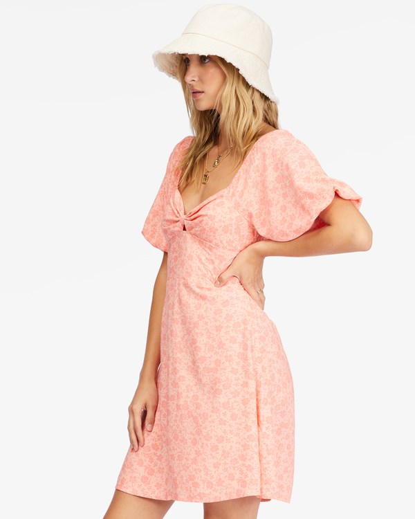 Billabong Loving Life Puff Sleeve Mini Šaty Lifes A Peach | HUTLPR-053