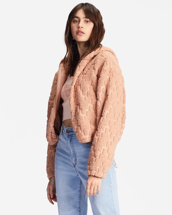 Billabong Marlowe Fleece Zip-Up S Kapucí Jacket Nude Mood | DBAFSO-729