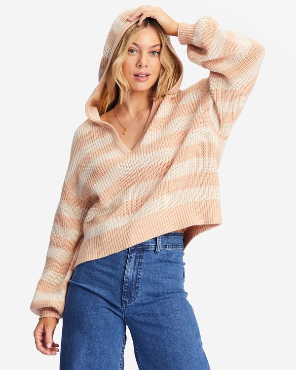Billabong Mas Amor S Kapucí V-Neck Svetrové Nude Mood | CFGHBN-826