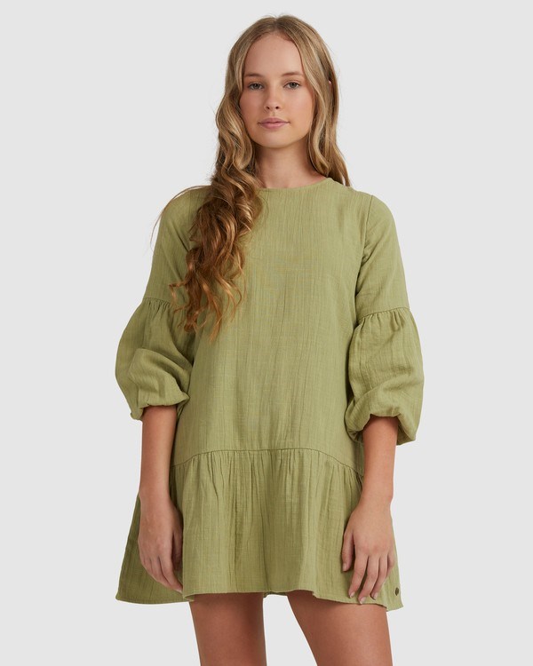 Billabong Mini Wishes Long Sleeve Šaty Avocado | YHXIPL-156