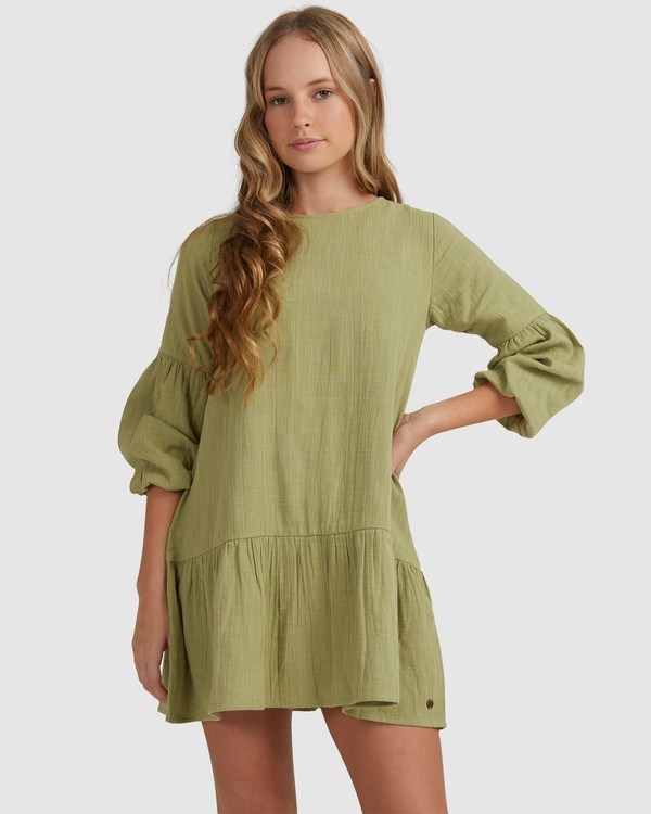 Billabong Mini Wishes Long Sleeve Šaty Avocado | YHXIPL-156