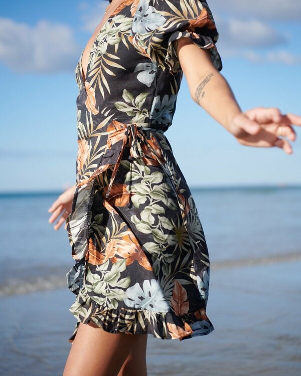 Billabong My Babylon Wrap Šaty Černé | ZPAUMK-036