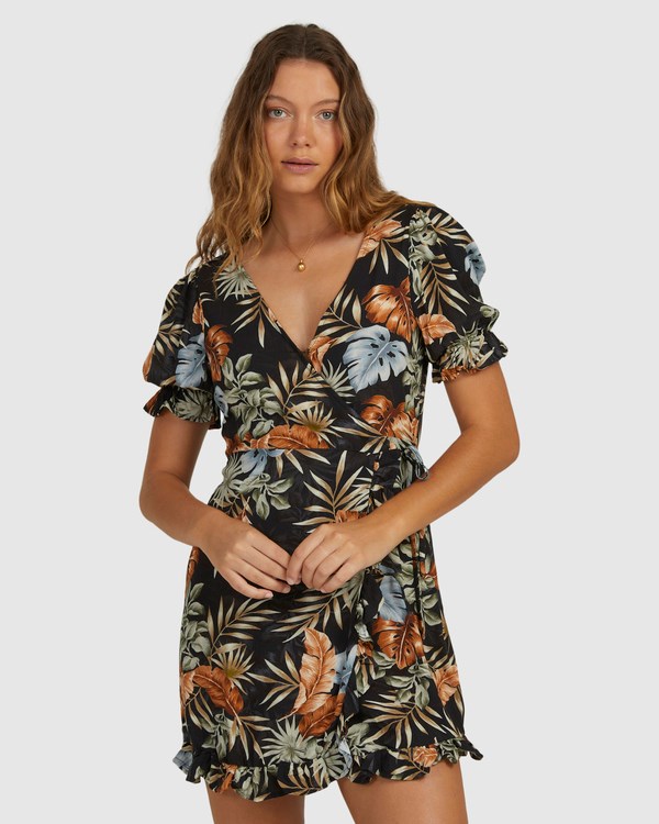 Billabong My Babylon Wrap Šaty Černé | ZPAUMK-036