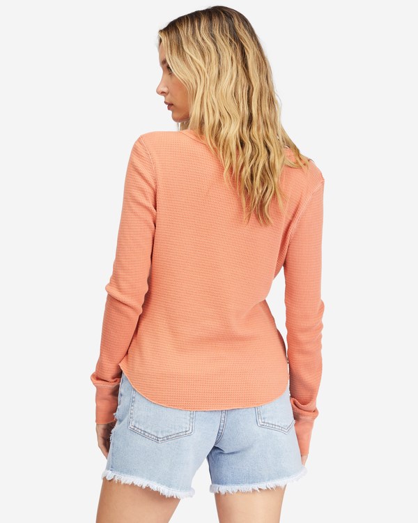 Billabong My Henley Long Sleeve Knit Top Terracotta | XQMUAS-549