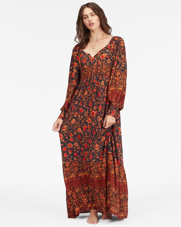 Billabong Mystic Dreamer Long Sleeve Maxi Šaty Černé | WVHGRE-749
