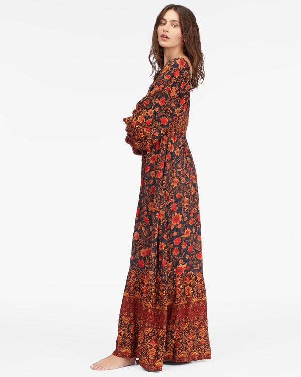 Billabong Mystic Dreamer Long Sleeve Maxi Šaty Černé | WVHGRE-749
