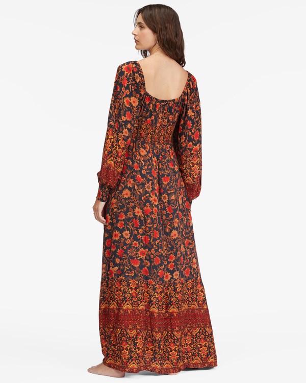 Billabong Mystic Dreamer Long Sleeve Maxi Šaty Černé | WVHGRE-749