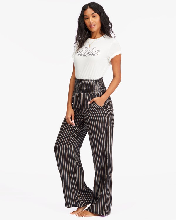 Billabong New Waves 2 Elastic Pasem Pants Černé | RGXHZS-675